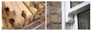 sliding sash windows in production - white window frame