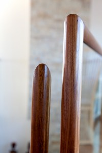 Circular walnut handrail with mitre joint