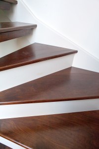 Walnut winder treads and cream risers