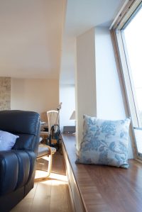 Wooden interior window seat and window sill
