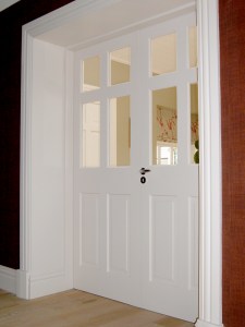Internal double doors with glass - transom door - Internal Double Doors | White | Clear Glass | Stainless Steel Handles | Architrave | Liners | Skirting