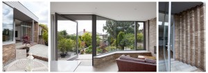 Pivot door and splayed screen - Iroko Pivot Door | Double Glazed Glass | RAL 7004 Grey | Satin Chrome | Pivots on Concealed Pivot Hinge | Splayed Screen | Three Point Locking System | Corner to Corner Glass Joint Direct Glazed Window