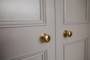 Two panel internal double doors - Poplar 2 panel double doors | Grey | 57mm Thick | 2.5m High | Brass Ball Bearing Hinges and Handles