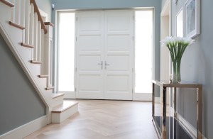 Double front doors - sidelite windows - hallway entrance