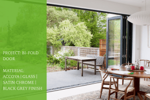 Project: bi-fold door - accoya - glass satin chrome - black grey finish