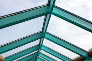 green roof frame with skylight windows - window ceiling - natural light