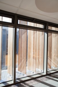 Wall window with black window frame and fanlight windows - wooden pivot fins outside