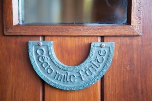 cead mile failte plaque - a thousand welcomes - door plaque - wooden door