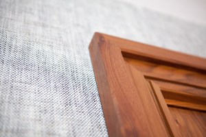 Wooden door frame close up - corner view - wooden door casing