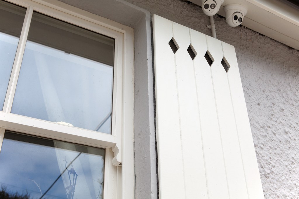 Exterior window shutter - white wooden window shutter - Plantation shutters - white window frame