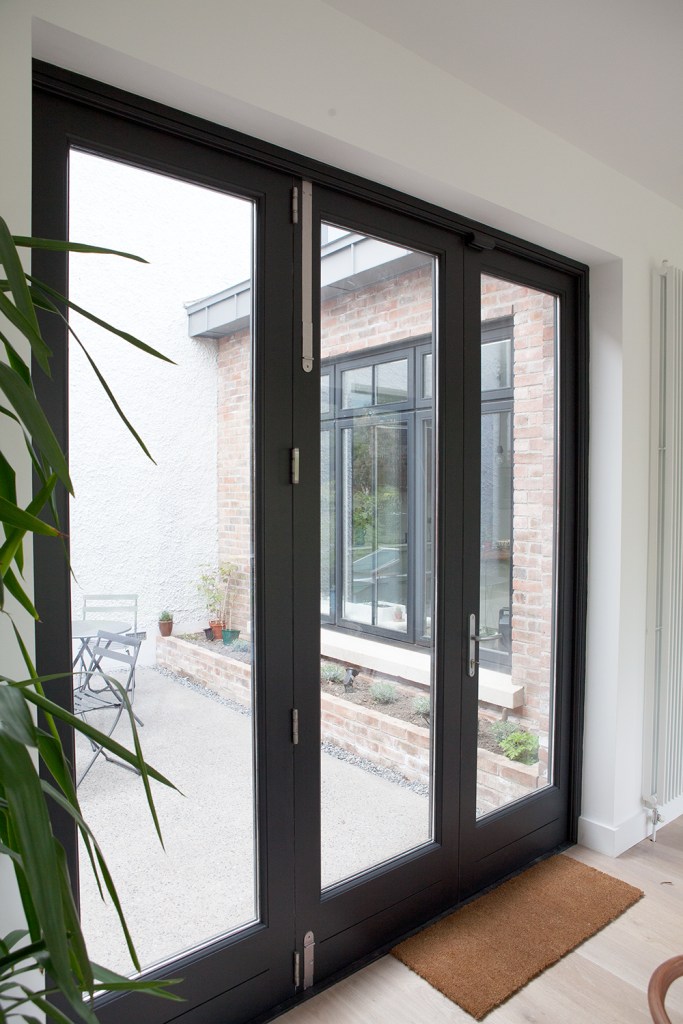 Black door frame - transom door - door with glass windows - black door casing - bifold doors