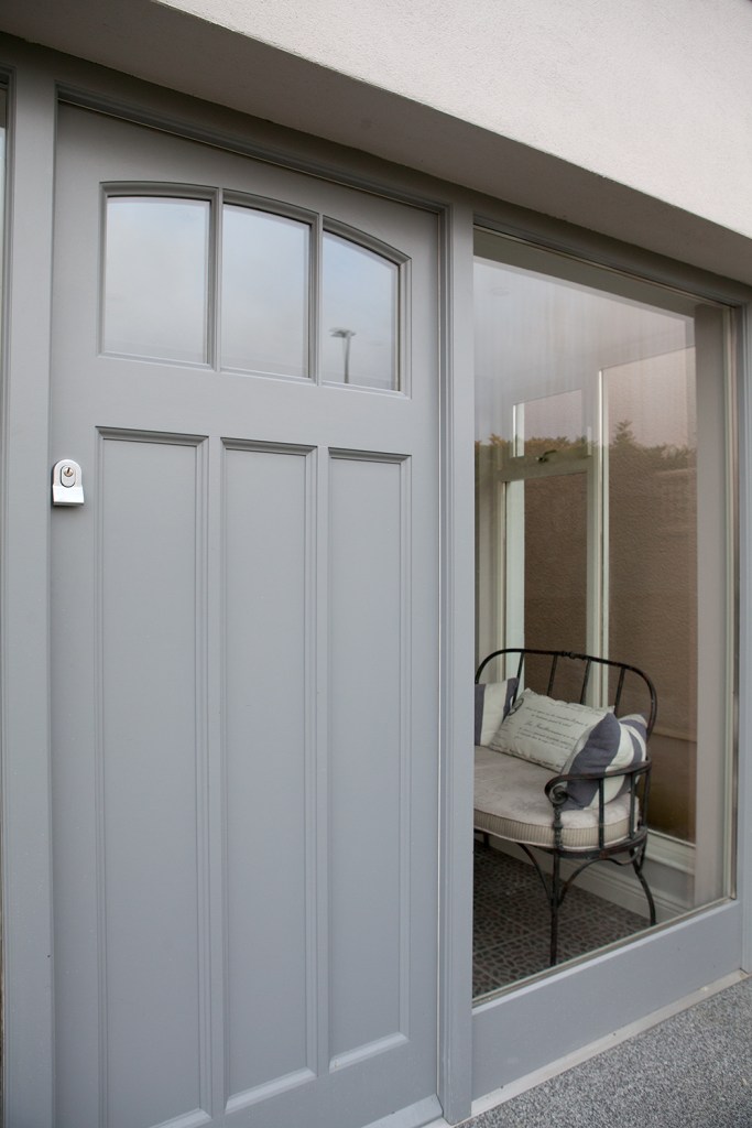 Transom door - sidelites window - view of chair that is inside