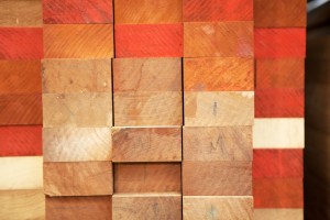 Different color wood blocks stacked on-top of each other