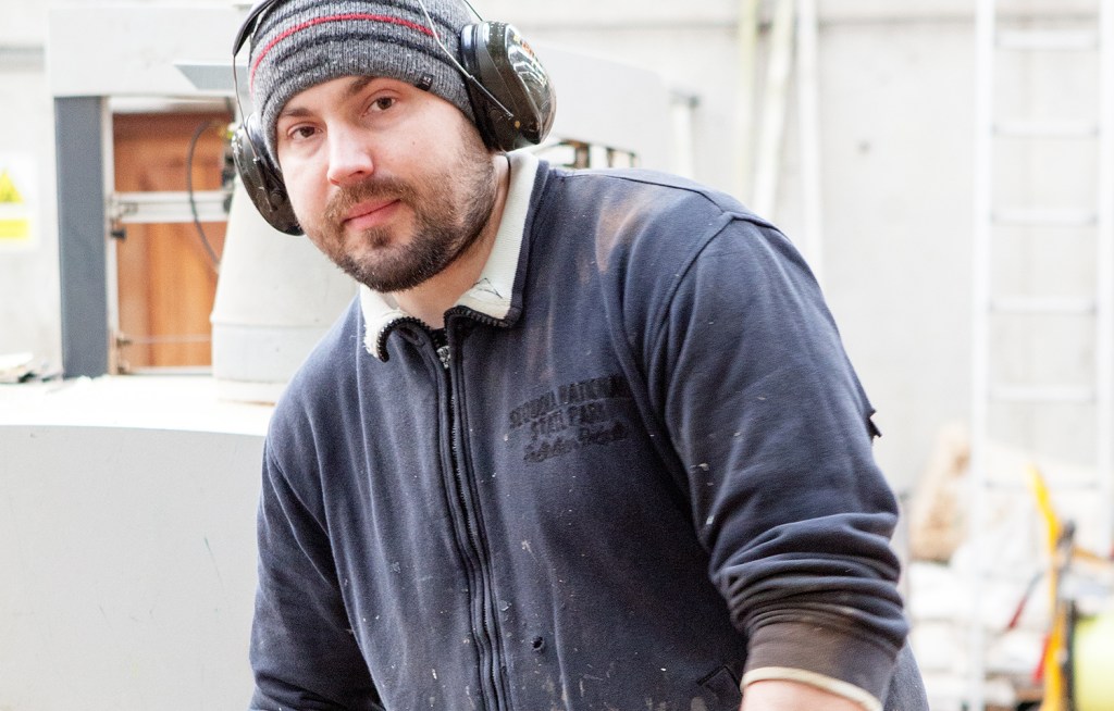 Worker in action portrait